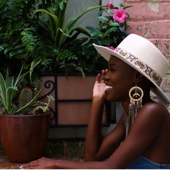 LACK OF COLOR LOC THE BEVERLY FEDORA BONE IVORY BROWN FRENCH VINTAGE RIBBON NWT - Picture 2 of 15